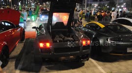 Lamborghini Gallardo and Mercedes C63 AMG rev battle
