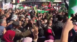 Jordanian protesters burn Israeli flag after morning prayers