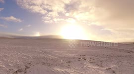 Morning Sundog Over Snow - Drone View
