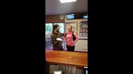 Lost bet - wife publicly pied for losing at tennis