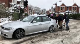BMW driver stuck in snow in St Albans