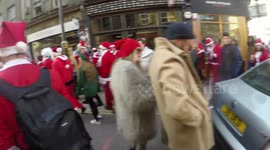 Santacon 2017: The Santa's Crowd Down Brick Lane In London