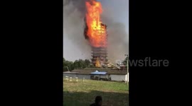 Asia's tallest wooden pagoda burns down