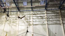 8 year old kid on the Flying Trapeze