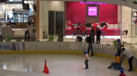 Ice skating girls in a Bangkok mall