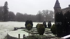 Picturesque snowfall at Dinefwr House, Wales