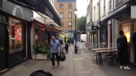 Walking along shops in London