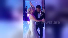Groom slips and falls during wedding first dance