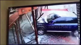 SUV smashes into hotel as driver presses accelerator by mistake