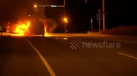 Car Fire on Highway 1 near Vancouver Canada