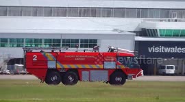 Airport Fire Services Responding to a Emergency Landing of an RAF Jet.