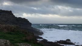 Winds and waves batter Sennen Cove