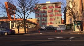 Apartment Building with Red Balconies in Capitol Hill