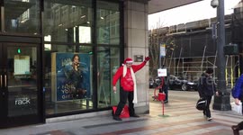 santa dancing in downtown seattle