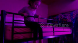 3yo Tzivia Sings Hebrew Hanukkah Blessings - Color Lights