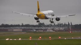 Breathtaking Crosswind Landings at Birmingham Airport during a Storm