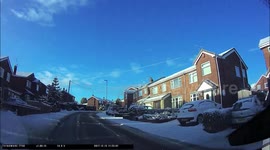 Idiot Dangerous Driver in the Snow - Winter 2017. Snowy Windscreen