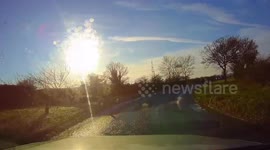 Icy snowy roads cause car crashs in the uk on country round