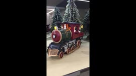 Little Christmas train where Santa Claus says Hi!