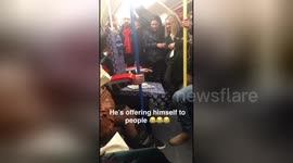 NO BLACK BARS: Guy Dressed as Tube Seat Offering Himself to Passangers