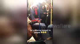 Commuter dresses up as London Underground seat