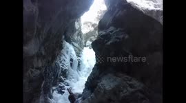 Frozen Waterfall inside cave