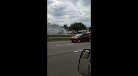 Clearwater Florida car on fire in Church lot