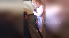 Toddler's vacuum surprise: best reaction ever
