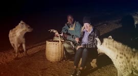 Feeding hyenas mouth to mouth