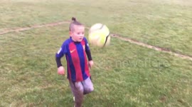 Kid showing excellent control with football