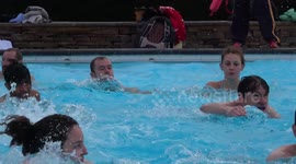 UK swimmers brave icy waters in Christmas Day plunge