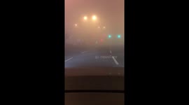 Fog on the street in the city