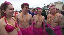 Christmas Day harbour swim in Weymouth, UK