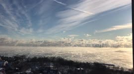 Sea Smoke over Lake Michigan in -2 weather