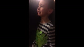 Boy cries as he finds a potato in his Christmas stocking