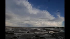 Time lapse of storm clouds over the Moray Firth in Scotland UK