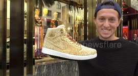 Daniel Jacob's $6,500 custom Air Jordans 1s w/Swarovski Crystals in Beverly Hills
