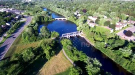 Aerial view of the Royal City Park in Guelph, Ontario, Canada