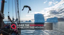 Brrrliant photos show sailors swimming on icebergs