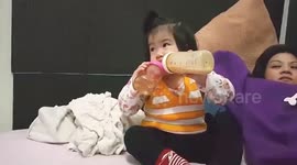 baby must be very hungry? drink the milk once in two bottles.