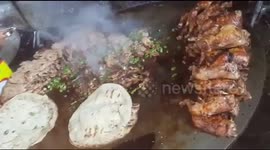 Amazing street food on a massive tawa in Lahore Pakistan