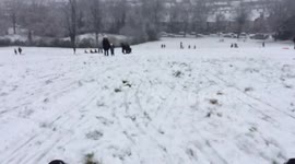 Sledging fun in snowy Sheffield