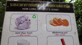 Plastic Recycling Sign at National Park in Thailand