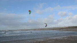 Kite surfers making most of Storm Dylan