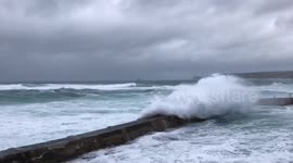 Storm Dylan batters Sennen Cove in Cornwall
