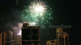 Manila's Rockwell Center lit up by firework display