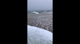 Ice balls in Lake Michigan at St. Joseph lighthouse pier Video #2