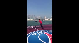 Neymar Jr loses his shoe during a shot  in Doha