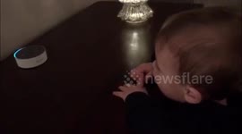 Cute baby boy 'chats' with Alexa