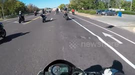 Motorcyclist run over by own bike in wheelie fail